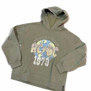 Vintage AC/DC 1979 World Tour Graphic Hoodie Olive Green Pullover